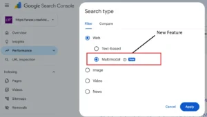 Google Search Console new Multimodal Search option