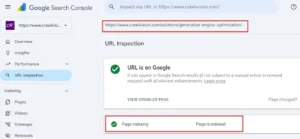 URL inspection GSC